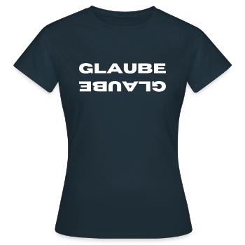 GLAUBE - Frauen T-Shirt - Navy - Vorne - AI Model Female 172 dark (172cm)