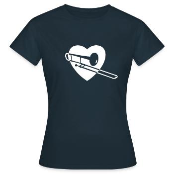 Trombone dans le cœur - T-shirt Femme - marine - Devant - AI Model Female 172 dark (172cm)