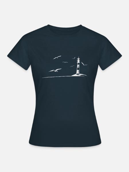 Nordsee Ostsee Leuchtturm Meer Möwen Geschenk - Frauen T-Shirt - Navy