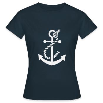 Anker - Anchor - Maritim - Nautik - Frauen T-Shirt - Navy - Vorne - AI Model Female 172 dark (172cm)