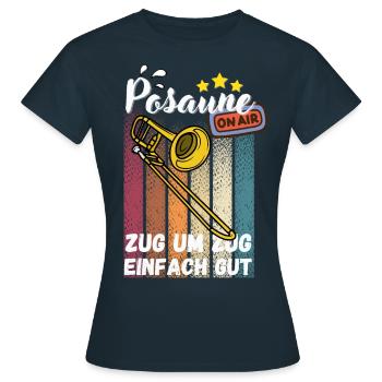 Posaune Musik Geschenkidee - Frauen T-Shirt - Navy - Vorne - AI Model Female 172 dark (172cm)