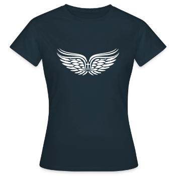 05 Guardian Angel Wings Fluegel Kreuz - Frauen T-Shirt - Navy - Vorne - AI Model Female 172 dark (172cm)