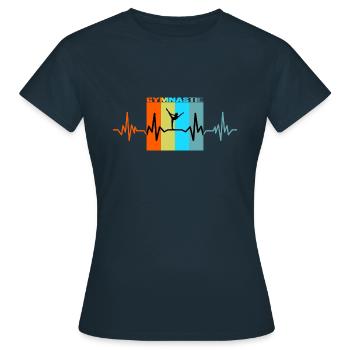 Cadeau rétro de rythme cardiaque de gymnastique - T-shirt Femme - marine - Devant - AI Model Female 172 dark (172cm)
