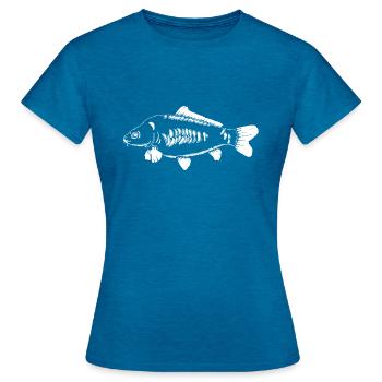 letzterWurf - White Carp - Karpfen - Frauen T-Shirt - Antikblaues Saphir meliert - Vorne - AI Model Female 172 dark (172cm)