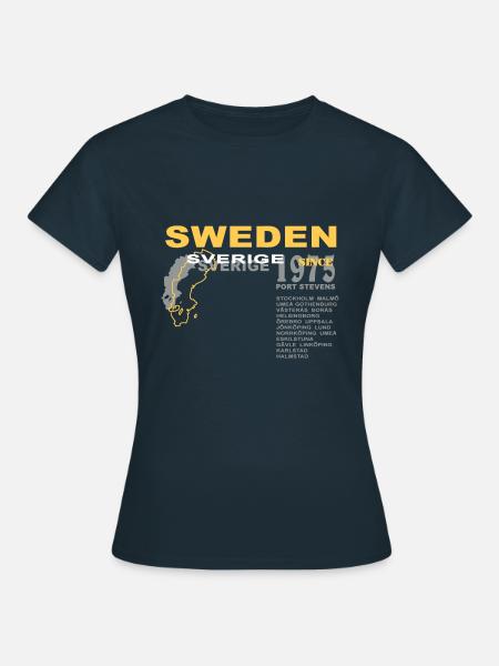 schweden - sweden - sverige - T-shirt dam - marinblå