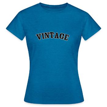 Vintage - Frauen T-Shirt - Antikblaues Saphir meliert - Vorne - AI Model Female 172 dark (172cm)