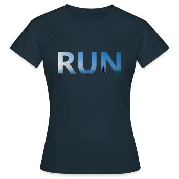 Run - Frauen T-Shirt - Navy - Vorne - AI Model Female 172 dark (172cm)