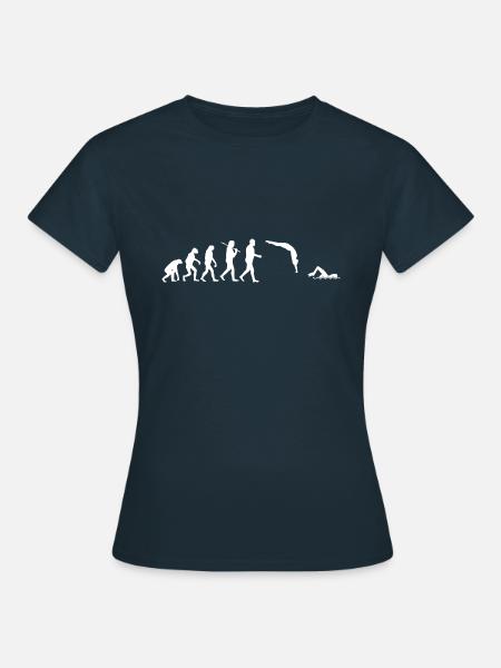 Schwimmer Shirt · Darwins Evolution · Geschenk - Frauen T-Shirt - Navy