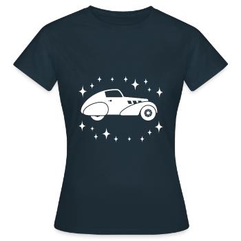 Oldtimer - Auto Nostalgisch Fahrzeuge - Frauen T-Shirt - Navy - Vorne - AI Model Female 172 dark (172cm)