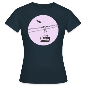 Gondel / Seilbahn mit Adler lila - Frauen T-Shirt - Navy - Vorne - AI Model Female 172 dark (172cm)