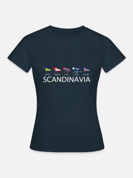 SCANDINAVIA ELK MOOSE regalo de bandera de países alces - Dame-T-shirt - marineblå