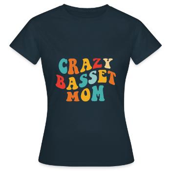 Crazy Basset Mom - cadeau pour maîtresse - T-shirt Femme - marine - Devant - AI Model Female 172 dark (172cm)