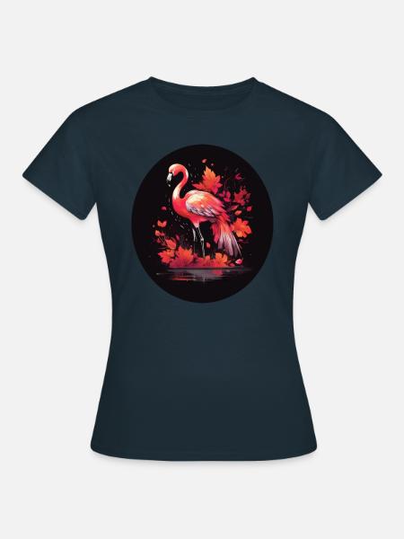 Herbstflamingo - Frauen T-Shirt - Navy