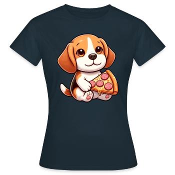 Pizza au salami pour chien Beagle - T-shirt Femme - marine - Devant - AI Model Female 172 dark (172cm)