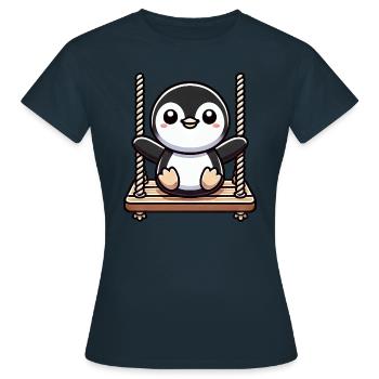 Mignon pingouin balançoire dessin animé aire de jeux - T-shirt Femme - marine - Devant - AI Model Female 172 dark (172cm)
