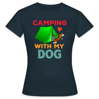 Camping toujours avec votre chien - T-shirt Femme - marine - Devant - AI Model Female 172 dark (172cm)