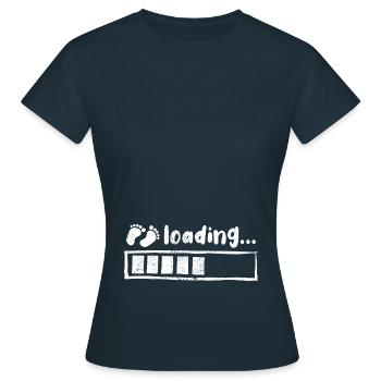 Baby loading - Schwangerschaft - Geschenk - Frauen T-Shirt - Navy - Vorne - AI Model Female 172 dark (172cm)