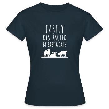 Easily Distracted By Baby Goats, Funny Goat Lover - Women's T-Shirt - navy - Front - AI Model Female 172 dark (172cm)