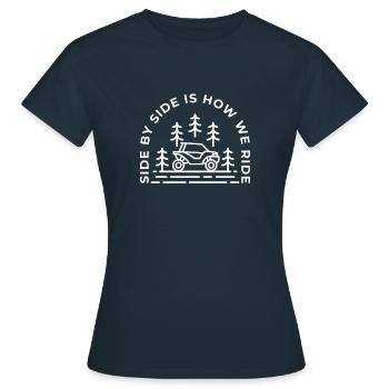 Side By Side Is How We Ride - Funny UTV - Women's T-Shirt - navy - Front - AI Model Female 172 dark (172cm)