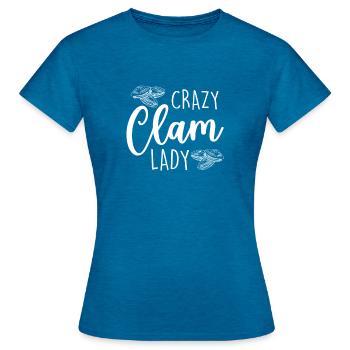 Crazy Clam Lady, ramassant des coquillages - T-shirt Femme - bleu saphir antique chiné - Devant - AI Model Female 172 dark (172cm)