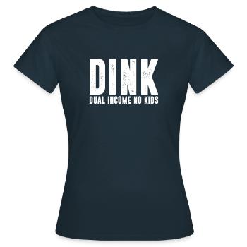 DINK Dual Income No Kids, Kinderlos - Frauen T-Shirt - Navy - Vorne - AI Model Female 172 dark (172cm)