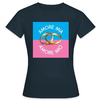 amore mia - Women's T-Shirt - navy - Front - AI Model Female 172 dark (172cm)