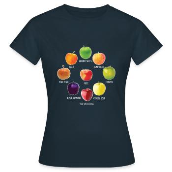 Variétés de pommes Différentes pommes Pomme réaliste - T-shirt Femme - marine - Devant - AI Model Female 172 dark (172cm)