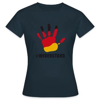 #Widerstand - Frauen T-Shirt - Navy - Vorne - AI Model Female 172 dark (172cm)