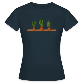 Potted plants cactus - Women's T-Shirt - navy - Front - AI Model Female 172 dark (172cm)