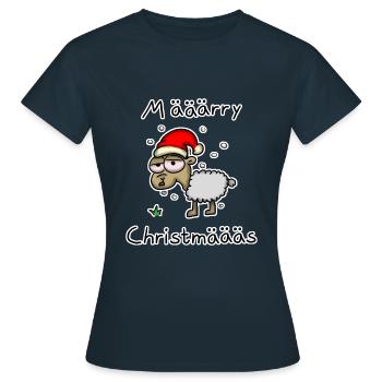 Schaf Märy Christmäs - Frauen T-Shirt - Navy - Vorne - AI Model Female 172 dark (172cm)