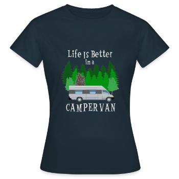 Campervan Van Campingbus Vanlifer Geschenk - Frauen T-Shirt - Navy - Vorne - AI Model Female 172 dark (172cm)