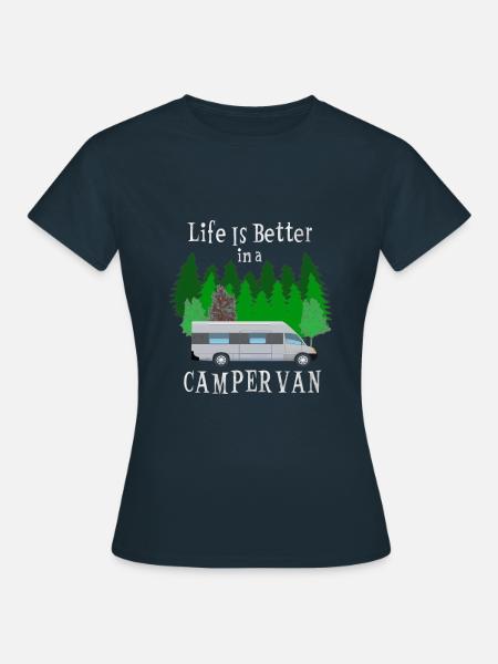 Campervan Van Campingbus Vanlifer Geschenk - Frauen T-Shirt - Navy