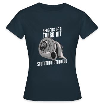 Benefits Of A Turbo Kit Funny Turbo Charger Car - Women's T-Shirt - navy - Front - AI Model Female 172 dark (172cm)