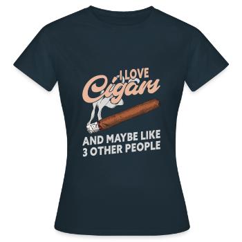 I Love Cigars And 3 People Funny Cigar Lover - Frauen T-Shirt - Navy - Vorne - AI Model Female 172 dark (172cm)