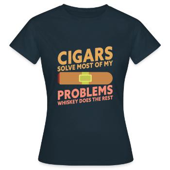 Cigars Solve Most Of My Problems Whiskey Does The - Frauen T-Shirt - Navy - Vorne - AI Model Female 172 dark (172cm)