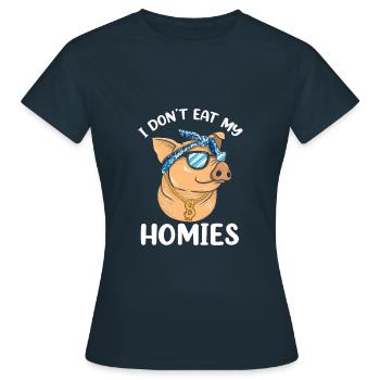 Je ne mange pas mes homies végétalien végétarien amour animal - T-shirt Femme - marine - Devant - AI Model Female 172 dark (172cm)