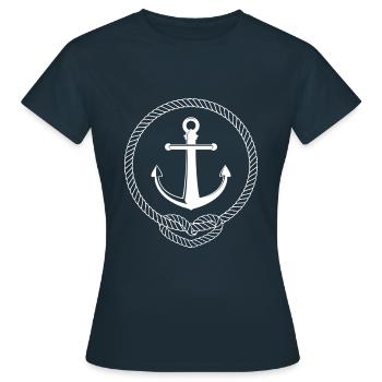 Anker - Anchor - Maritim - Nautik - Frauen T-Shirt - Navy - Vorne - AI Model Female 172 dark (172cm)