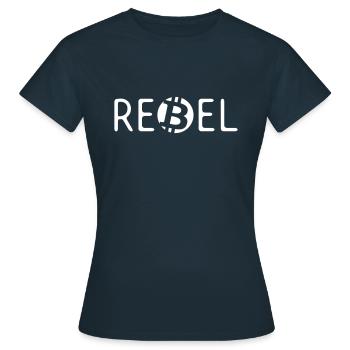 Bitcoin BTC Rebel - T-shirt Femme - marine - Devant - AI Model Female 172 dark (172cm)