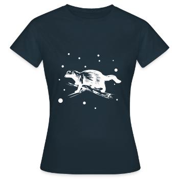 Marder - Hermelin - Wiesel - Frauen T-Shirt - Navy - Vorne - AI Model Female 172 dark (172cm)