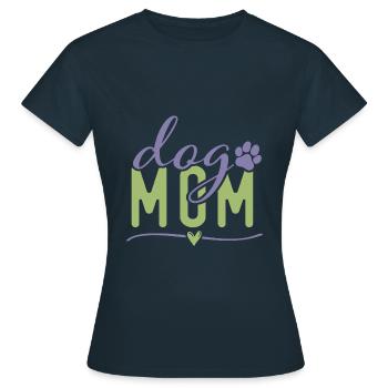 DOG MOM Design, Dog mum Hundemama Typografie - Frauen T-Shirt - Navy - Vorne - AI Model Female 172 dark (172cm)