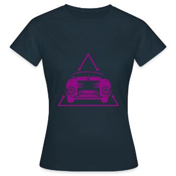 Auto - Oldtimer - Nostalgisch Fahrzeuge - Frauen T-Shirt - Navy - Vorne - AI Model Female 172 dark (172cm)