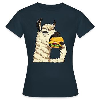 Lama mangeur de cheeseburger - T-shirt Femme - marine - Devant - AI Model Female 172 dark (172cm)