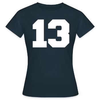 13 Dreizehn Zahl Glückszahl Geburtstag - Frauen T-Shirt - Navy - Vorne - AI Model Female 172 dark (172cm)