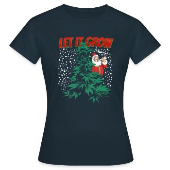 Funny Let it Snow Grow Cannabis 420 Noël - T-shirt Femme - marine - Devant - AI Model Female 172 dark (172cm)