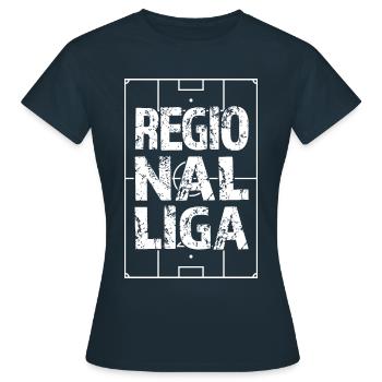 REGIONALLIGA im Fußballfeld - Frauen T-Shirt - Navy - Vorne - AI Model Female 172 dark (172cm)