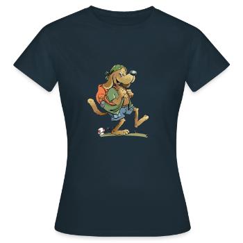 Wanderer Hund - Frauen T-Shirt - Navy - Vorne - AI Model Female 172 dark (172cm)