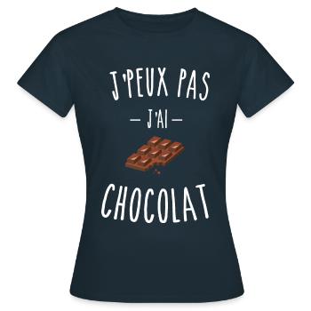 je peux pas j'ai chocolat - tablette - T-shirt Femme - marine - Devant - AI Model Female 172 dark (172cm)