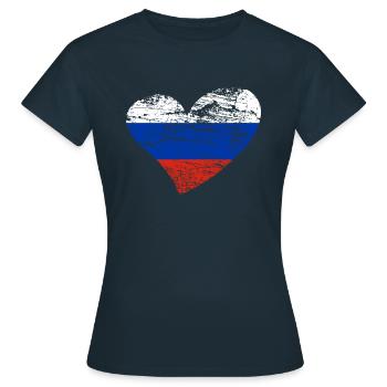 Russie coeur RUS - T-shirt Femme - marine - Devant - AI Model Female 172 dark (172cm)