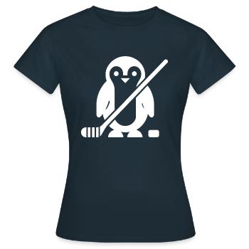 Minimalistischer Pinguin Eishockey Silhouette  - Women's T-Shirt - navy - Front - AI Model Female 172 dark (172cm)