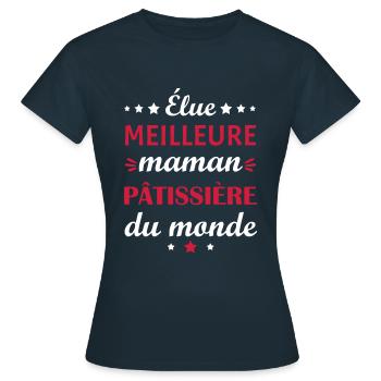 Élue meilleure maman pâtissière, fête des mères - T-shirt Femme - marine - Devant - AI Model Female 172 dark (172cm)